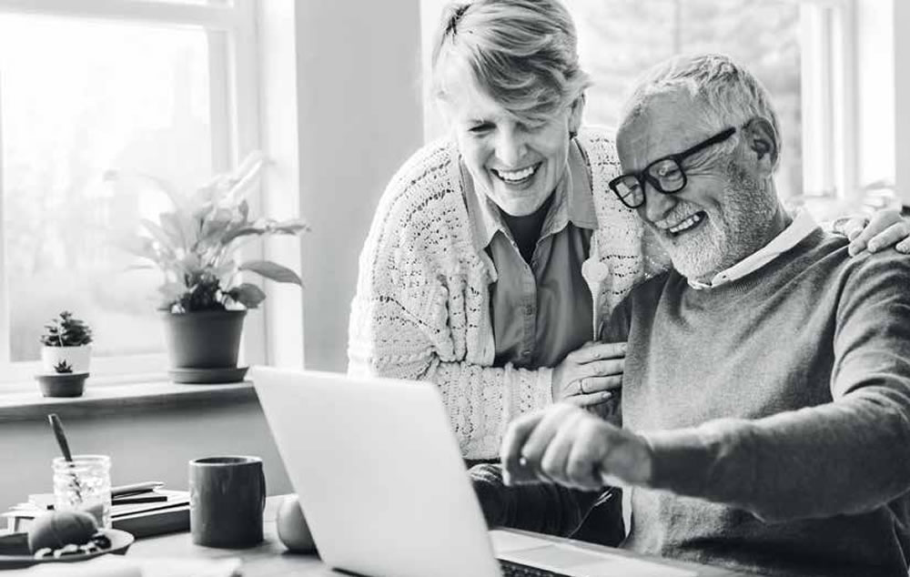 Older couple at a laptop